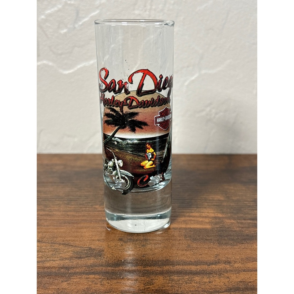 Harley-Davidson San Diego Pin-up‎ Girl Beach Shooter Shot Glass 2011 Clear